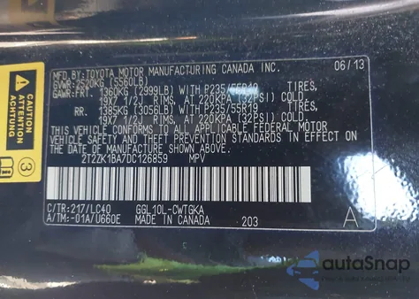 2013 Lexus Rx 350 z USA, uszkodzony, nr VIN 2T2ZK1BA7DC126859